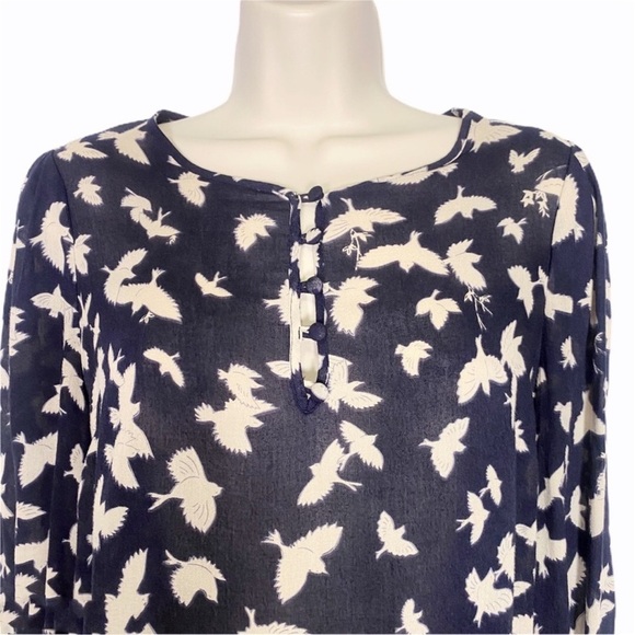 Maeve Anthropologie Ryukyu Bird Print Peasant Top - Picture 3 of 14